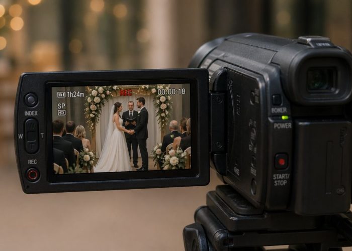 Camcorder filming at wedding