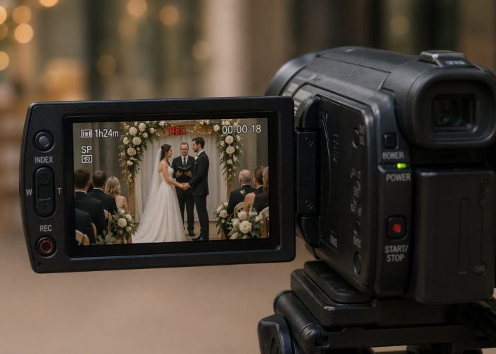 Camcorder filming at wedding